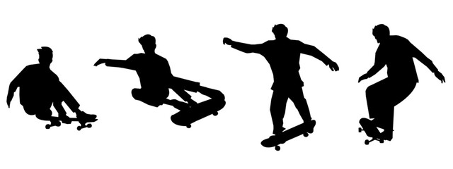 Skateboarding Silhouette Illustration. hobbies and sports. vector design.