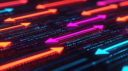 Fototapeta premium Colorful Abstract Arrows in Motion on Dark Background