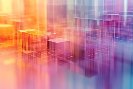 Abstract Pastel Geometric Patterns Surreal Light Effects in Urban Tech