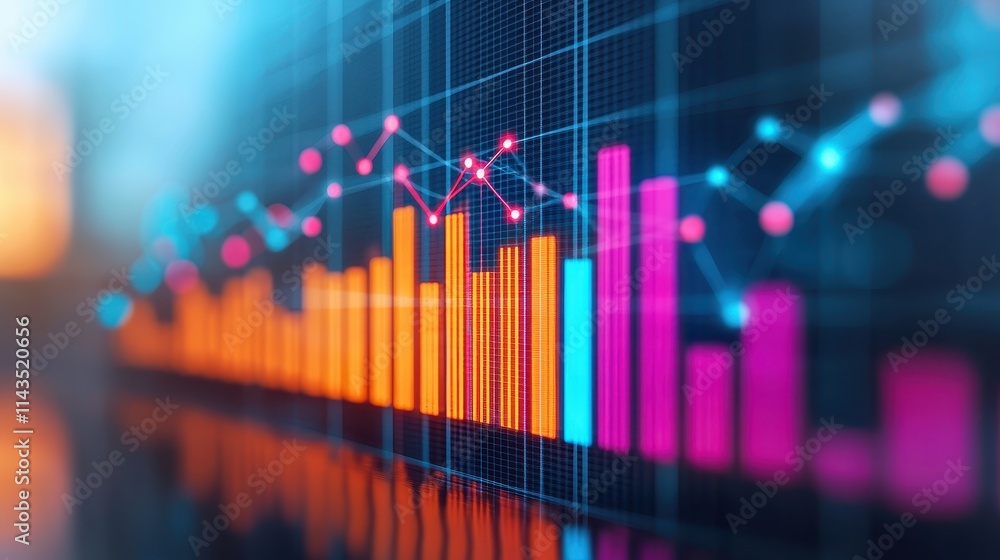 Poster colorful data visualization with dynamic chart and bright colors