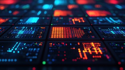 Colorful Circuit Boards with Digital Patterns and Light Effects