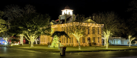 The Blanco County Court House is all decked out for the Christmas holiday season with strings of...