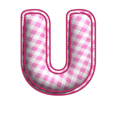 Pink Gingham alphabet letters U, PNG transparent