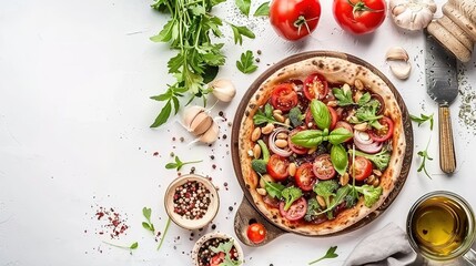 The Tempting Pizza for Vegetarian and Vegan on White Background: A Wholesome and Flavorful Option for All.