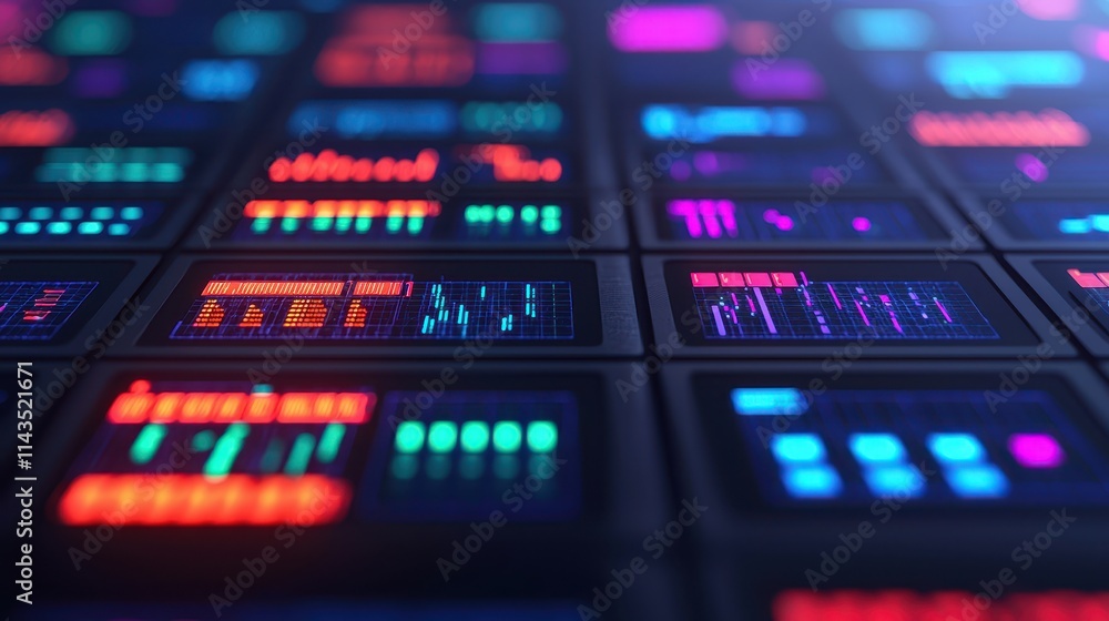 Aufkleber vibrant data visualization screens with colorful digital interfaces