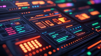 Obraz premium Futuristic User Interface with Colorful Elements and Digital Display