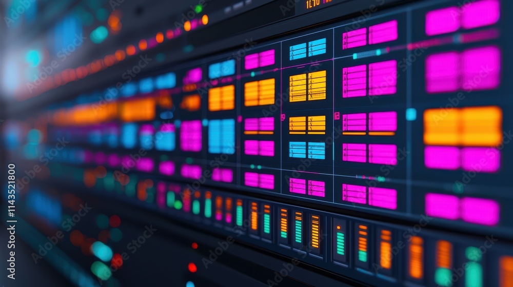 Aufkleber colorful digital display with information and data visualizations