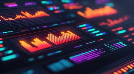 Fototapeta premium Colorful Data Visualization with Vibrant Graphs and Charts Display