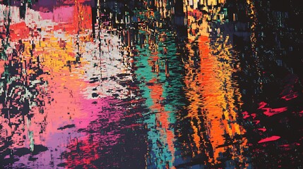 Vividly splashing abstract oil painting colorful modern art.. AI Generated