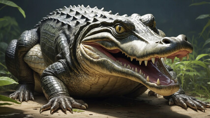 Fototapeta premium crocodile in the water