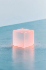 Glowing Cube on Smooth Surface Abstract Tech and Innovation Imagery