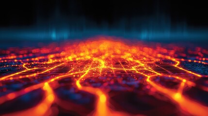 Abstract glowing orange lines on dark background representing energy flow