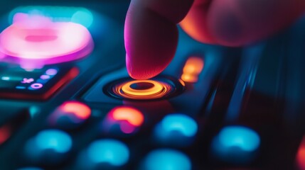 Power button. Closeup finger about to press a power button.   Hardware equipment concept. Vector illustration.