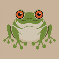 Cute Cartoon Frog with Orange Eyes, Perfect for Kids' Products