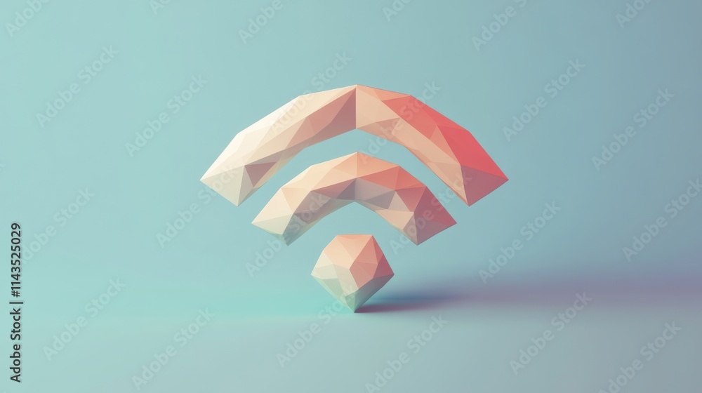 Poster wi-fi network icon. low poly abstract wi fi sign. wlan access, wireless hotspot signal symbol. mobil