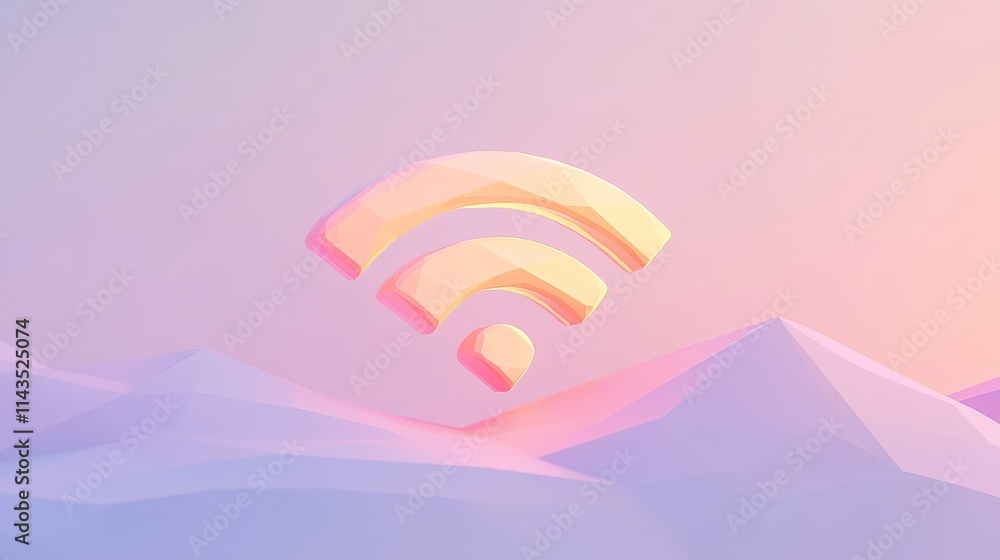 Poster wi-fi network icon. low poly abstract wi fi sign. wlan access, wireless hotspot signal symbol. mobil