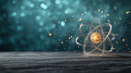 A symbolic representation of the atom, with radiating lines of energy emanating from its core, symbolizing the immense power contained within the atom.