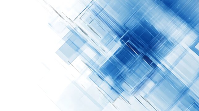 Abstract blue geometric vector art on white flowing dynamically. AI Generated