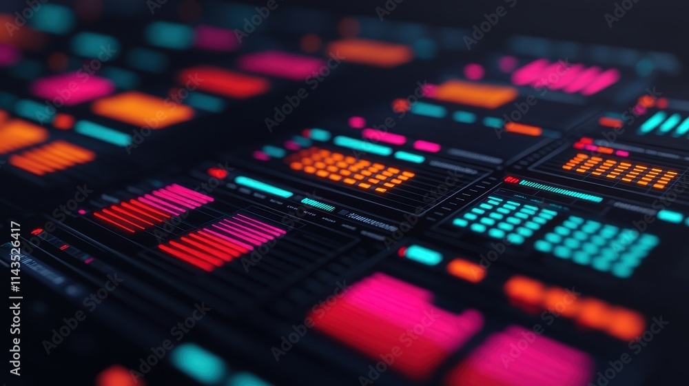 Aufkleber colorful data visualization with digital graphs and charts