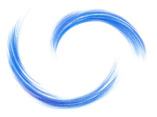Blue linen  curve,  wave, pencil  texture,  hand drawn on white background