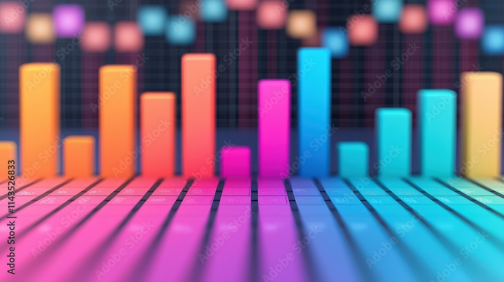 Poster colorful abstract graphs and charts with blurred background