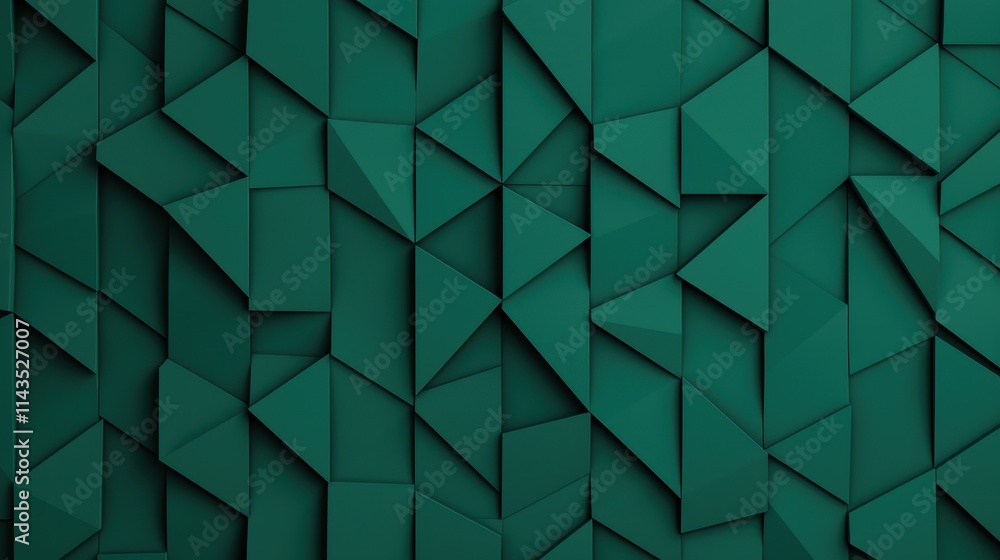 Poster geometric abstract background with triangular patterns in green