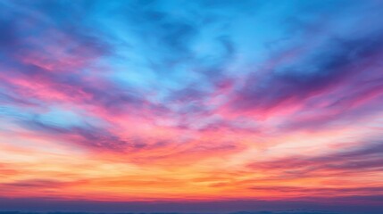 Obraz premium Vibrant Sunset Sky with Colorful Clouds and Serenity of Nature