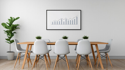 Business growth meeting in modern conference room with chart display bright environment