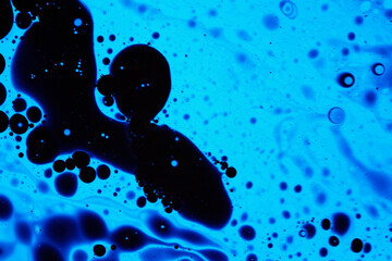 Abstract blue liquid bubbles in organic formations