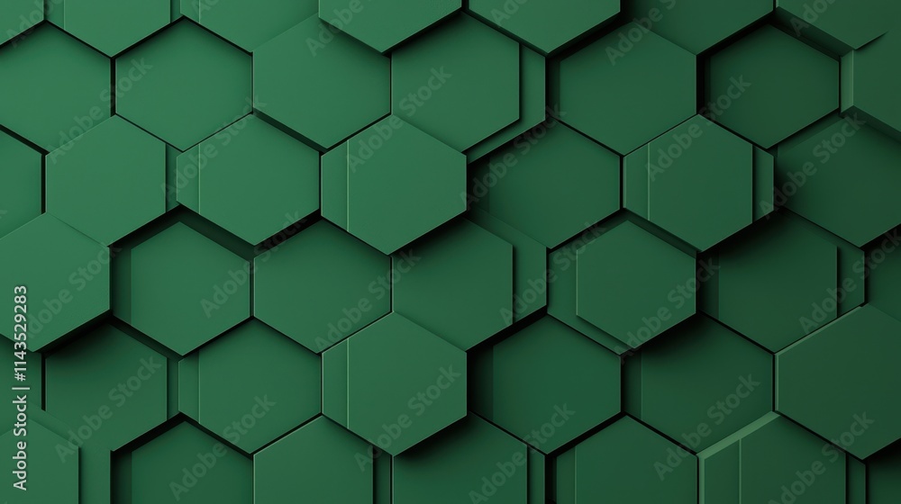 Poster green hexagonal pattern background with dimensional effect