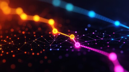 Colorful Abstract Network Design with Bright Nodes and Lines