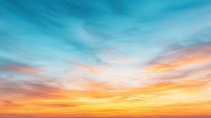 Vibrant Sunset with Blue and Orange Sky Over Calm Horizon