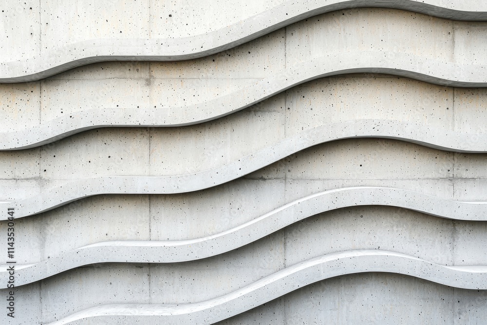 Poster the concept of minimal concrete finishes. textured concrete wall with wavy patterns creating depth a