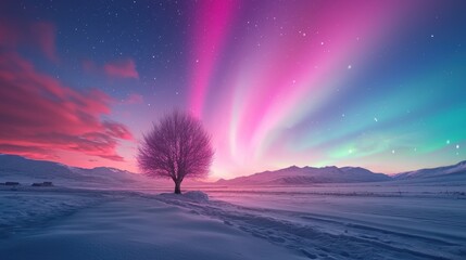 Obraz premium A time lapse capturing the movement and changing colors of the aurora borealis over several hours, showcasing the dynamic nature of this celestial wonder.