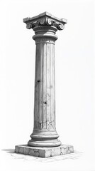 Fototapeta premium Classical Mesopotamian Column in Detailed Pencil Sketch