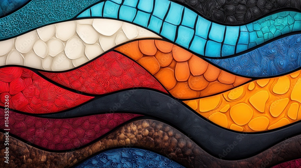 Poster Abstract Waves of Colorful Textures in Artistic Design Creation