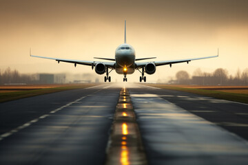 Airplane Landing on a Runway