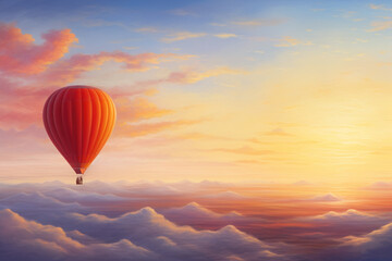 Fototapeta premium Balloon Journey Through a Serene Valley