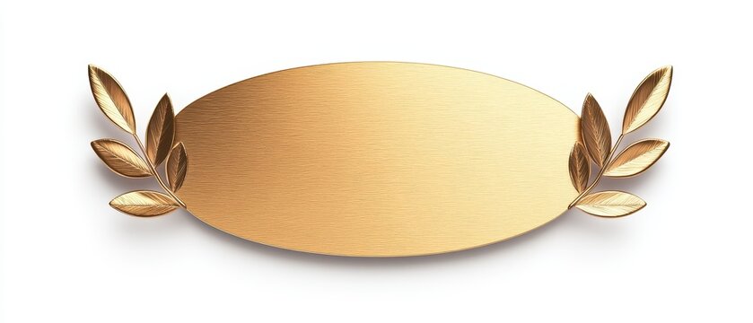 Elegant golden award badge with leaves.