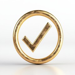 Golden check mark symbol for approval concept.