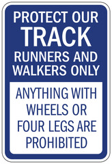 Fototapeta premium Track and field sign protect our track runner and walker only