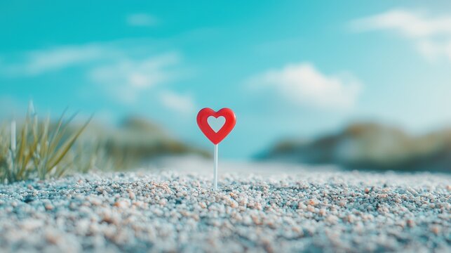 A vibrant red location pin with a white heart in the center, representing a favorite place, romantic spot, or a location with sentimental value.