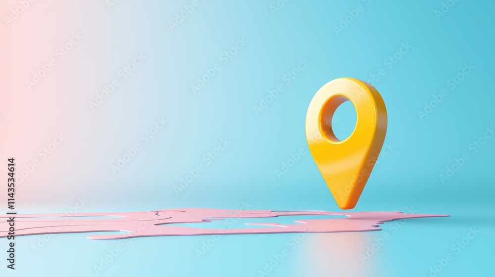 Poster a colorful, 3d location pin with a glossy, translucent surface, adding depth and dimension to digita