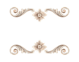 Vintage baroque frame in the form of a rectangular frame with a pattern of swirls and curls. Watercolor illustration frame for wedding, Valentine's Day, anniversary, birthday, cards, posters, banners
