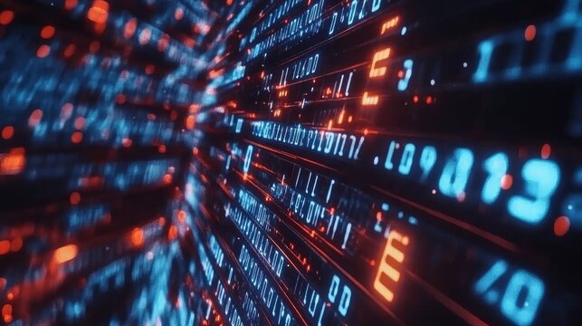 Programming code. Coding or Hacker background. Programming code icon made with binary code. Digital binary data and streaming digital code. Matrix background with digits 1.0. Vector Illustration.