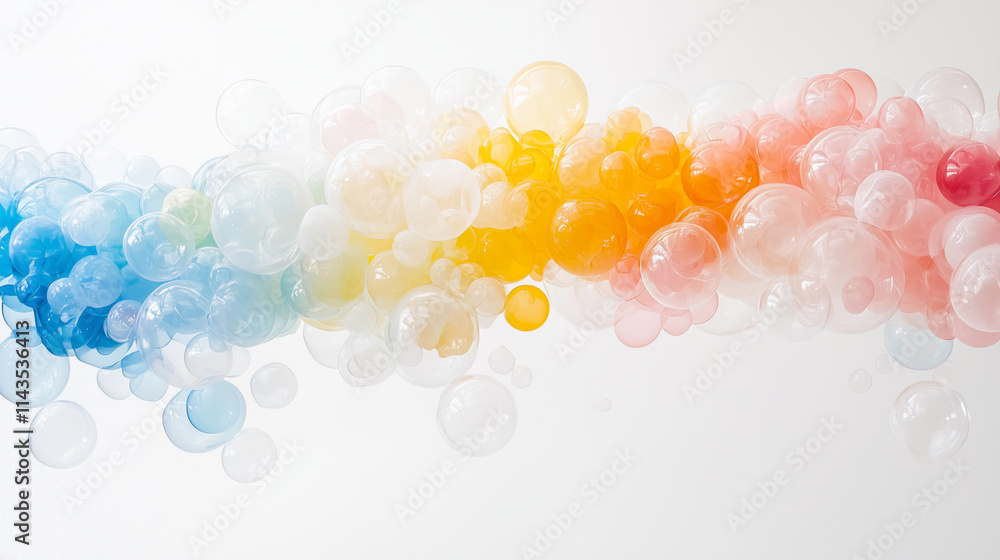 Poster rainbow bubble garland: a whimsical and colorful display of iridescent bubbles arranged in a gradien