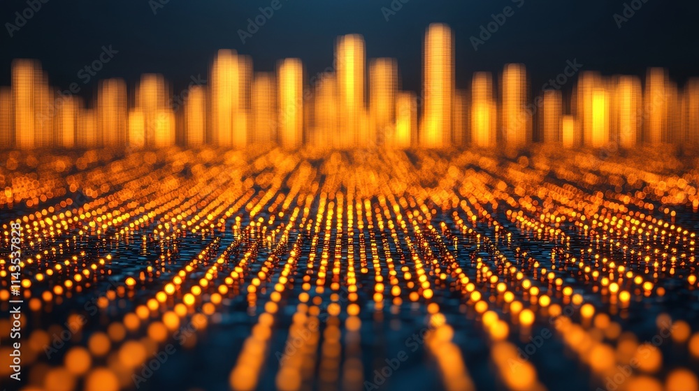 Poster vibrant abstract pattern of glowing lights and bokeh effect