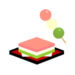 菱餅と三食団子のイラスト