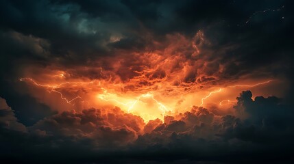 Obraz premium Fiery sky glows dramatically photo. AI Generated