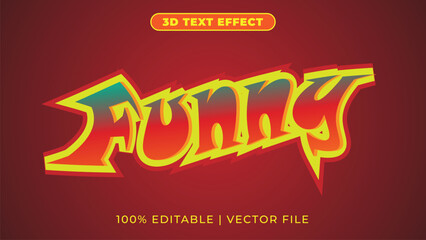Funny 3d text effect editable eps vector text effects style red color